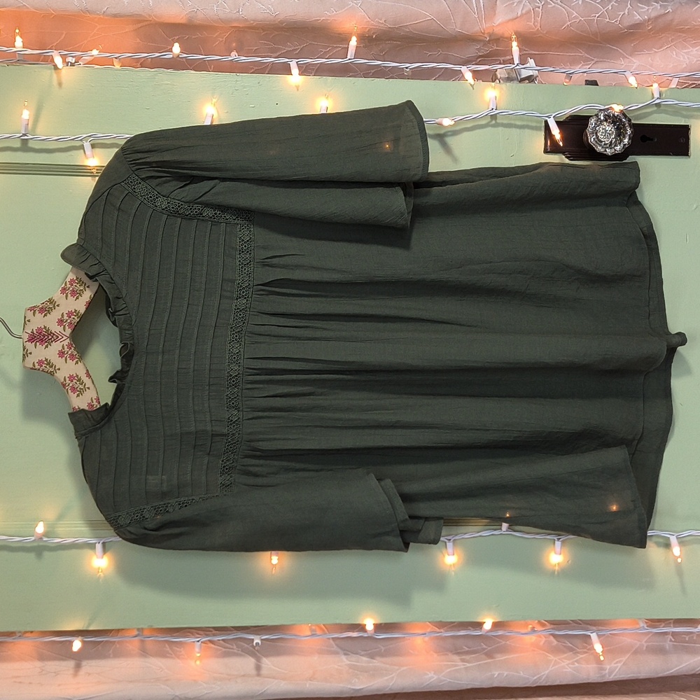 Women's Nanette Lepore Olive Green Lightweight Blouse L - Picture 3 of 13